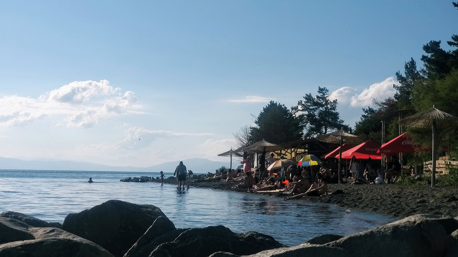 Wishup Shore - famous beach featuring bar, hotel, rest area and lounge at Lake Sevan